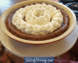 A bowl of the Chocolate Sweet Potato Chiffon Pie